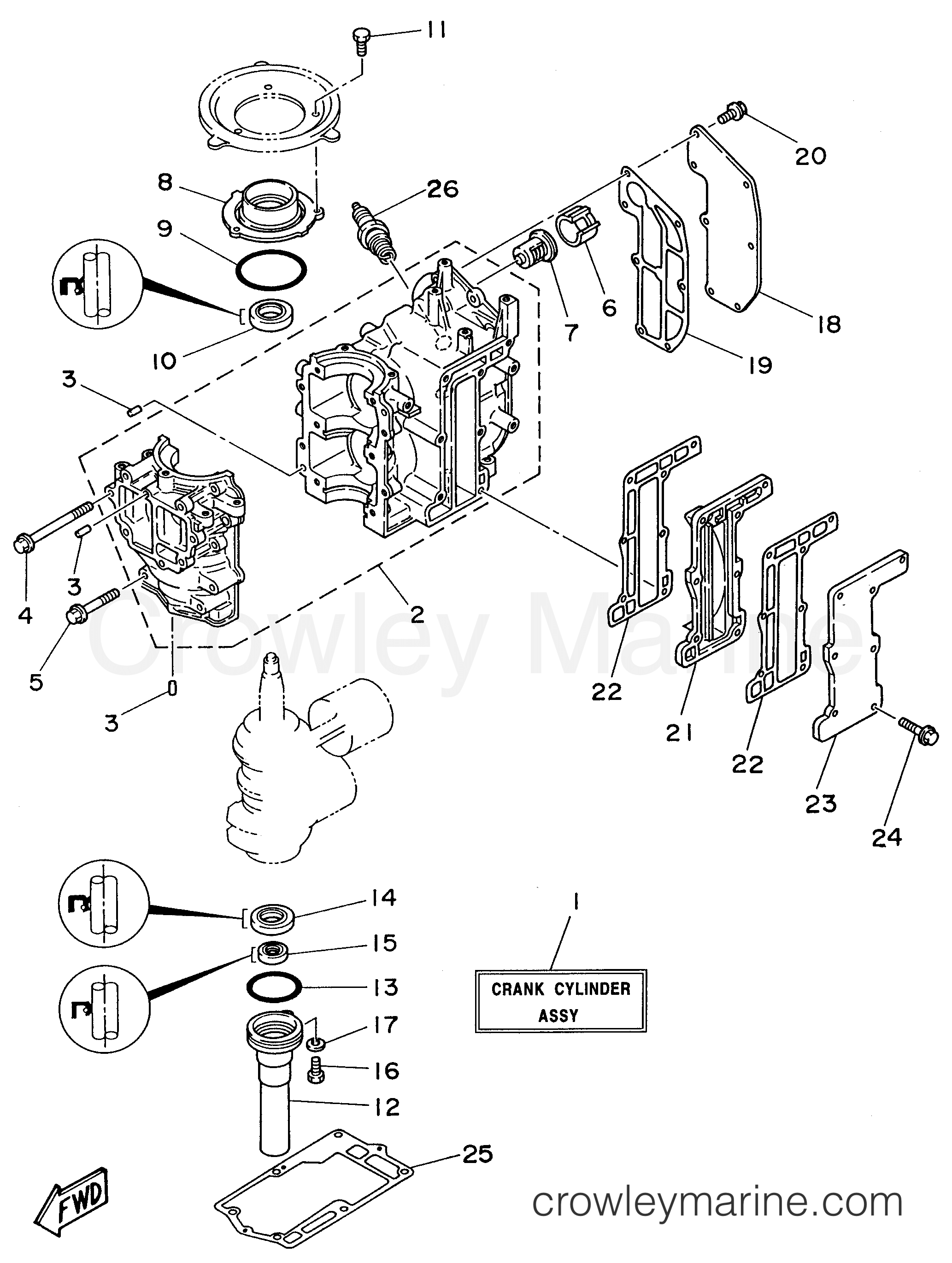 Yamaha Motors 8MLHU - CYLINDER CRANKCASE