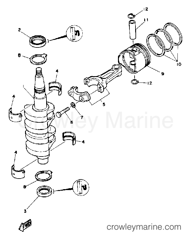 Yamaha Motors F9.9MSHQ - CRANKSHAFT PISTON