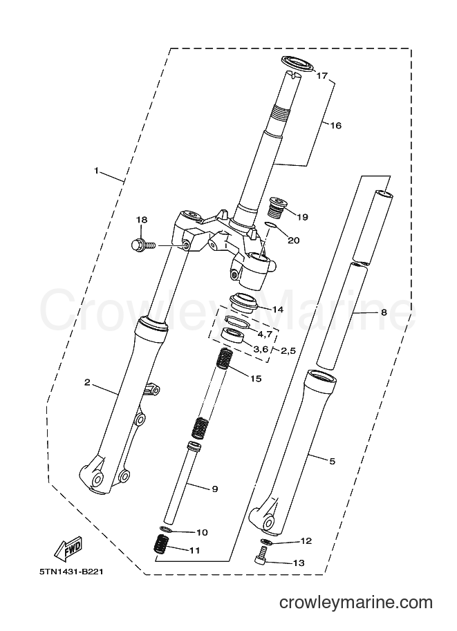Yamaha Motors T110 (5XV2) [010] - FRONT FORK