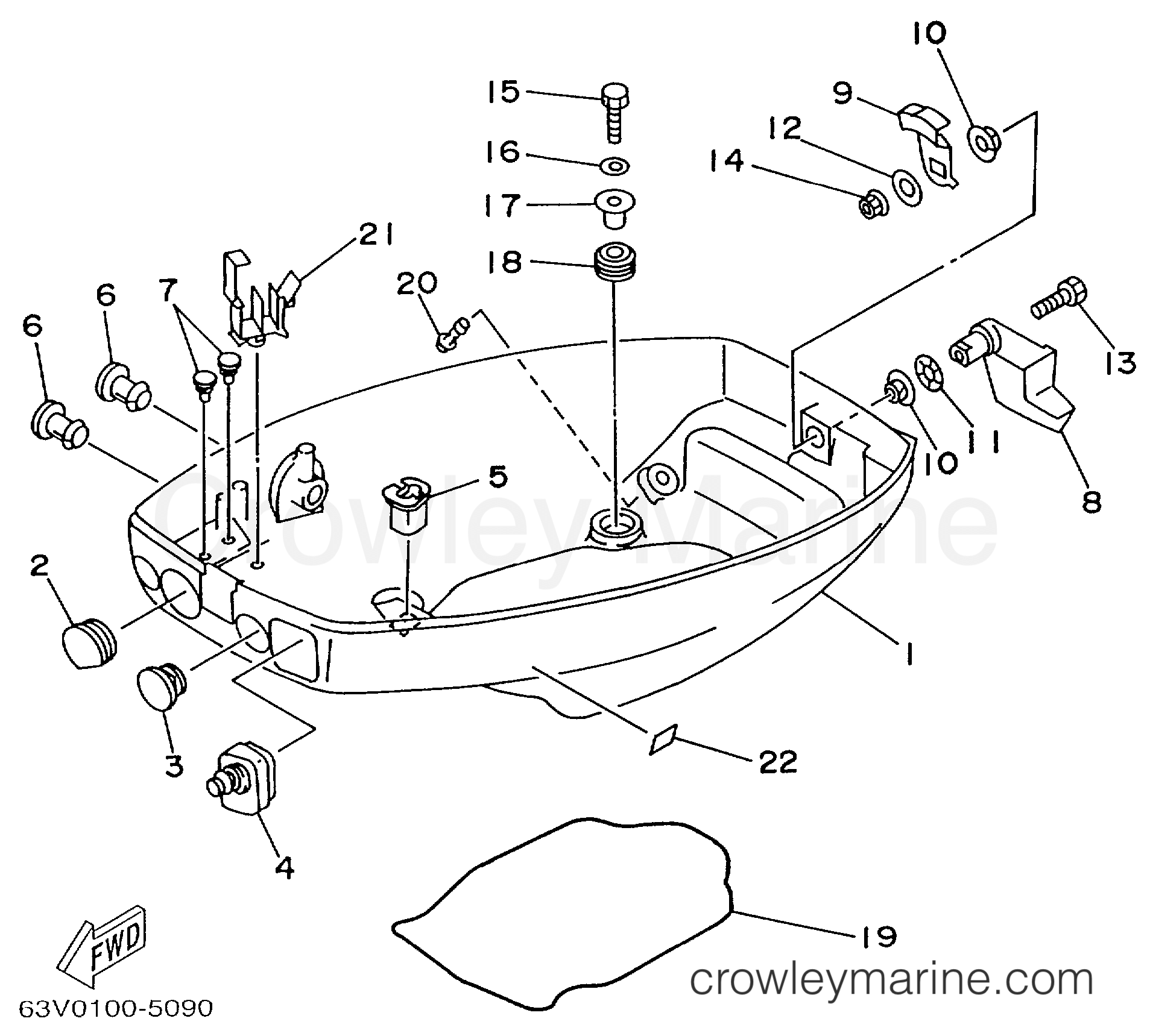 Yamaha Motors 9.9MLHX - BOTTOM COWLING