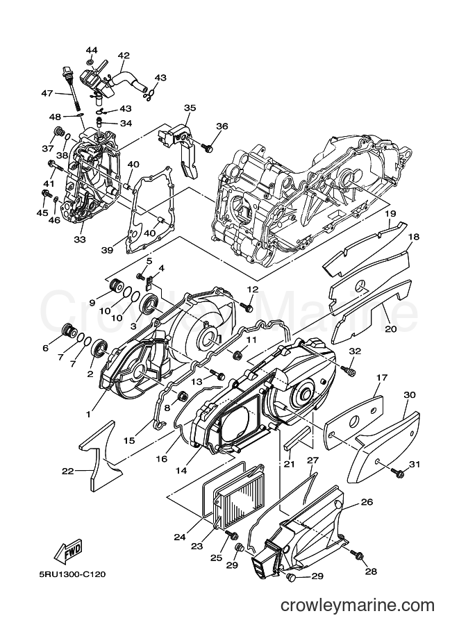 2004 Scooter YP400 - YP400 (5RU1) [040] - CRANKCASE COVER 1