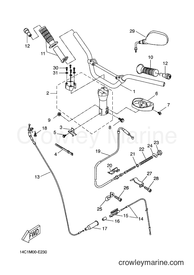 2006 Scooter CW50L - CW50L (14C1) [020] - STEERING HANDLE & CABLE