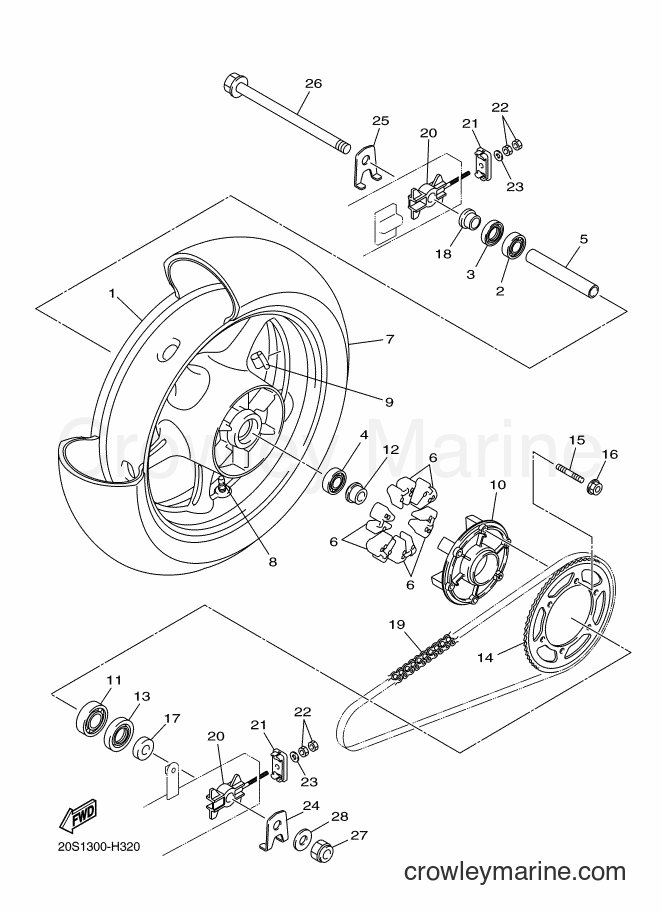 2012 Street Bike XJ6F - XJ6F (36PM) [010] - REAR WHEEL
