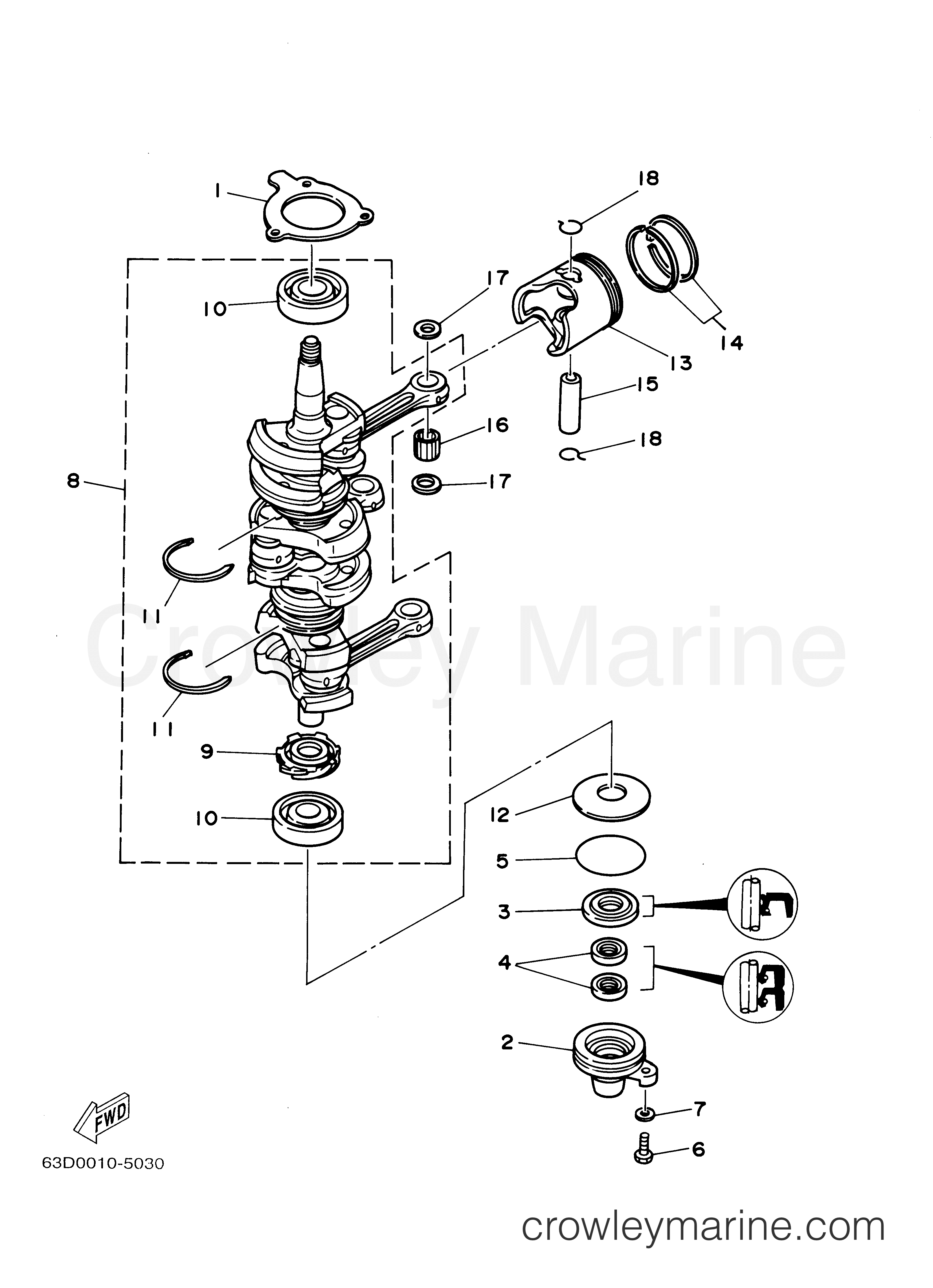Yamaha Motors 50EJRY - CRANKSHAFT PISTON