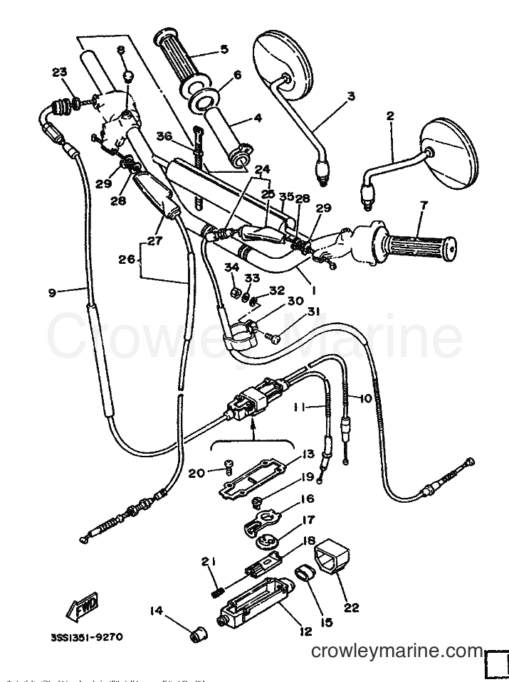 1989 Dirt Bike DT125MX - DT125MX (3SS1) [999] - STEERING HANDLE & CABLE