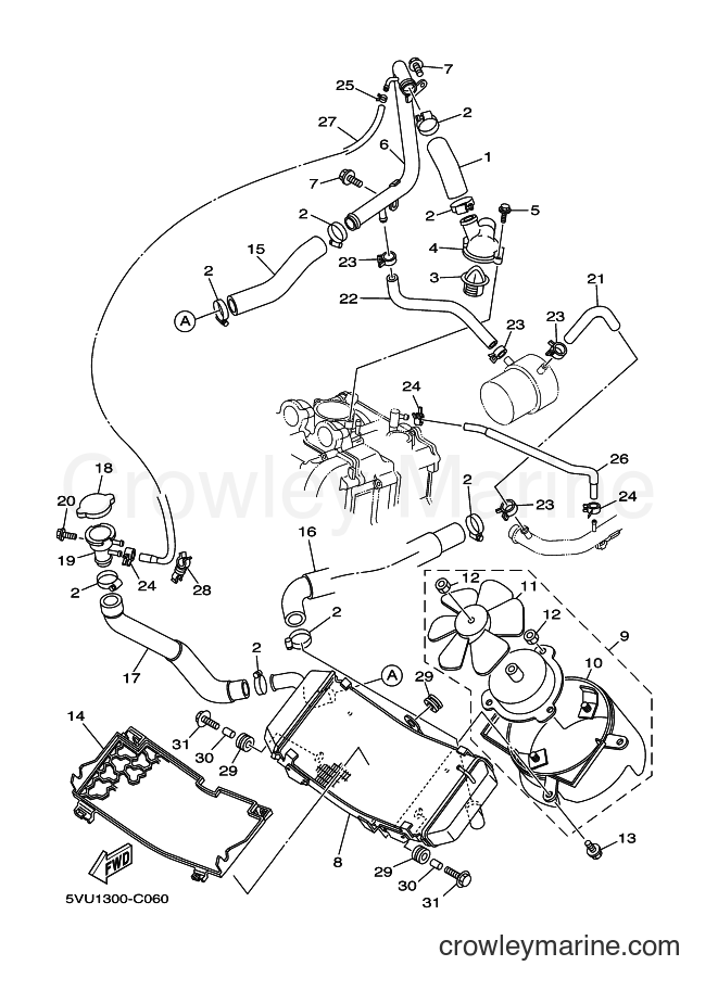 2004 Scooter XP500 - XP500 (5VU1) [080] - RADIATOR & HOSE