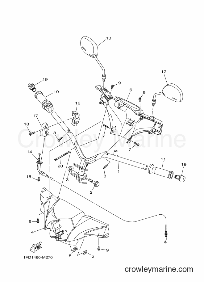 Yamaha Motors T115FLSEC (1FD4) [020] - STEERING HANDLE & CABLE