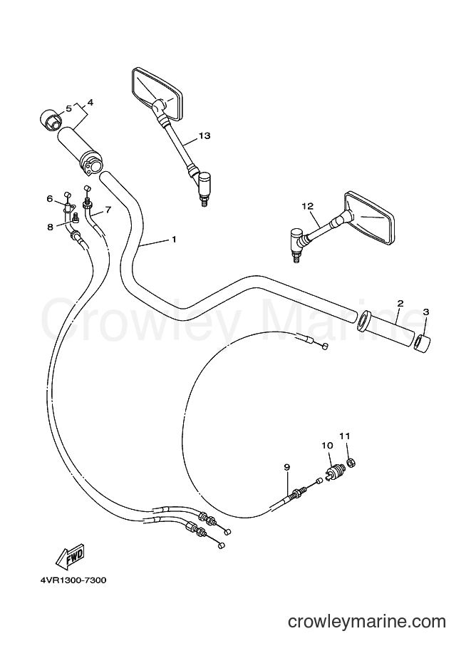 Yamaha Motors XVS650 (4XP2) [010] - STEERING HANDLE & CABLE