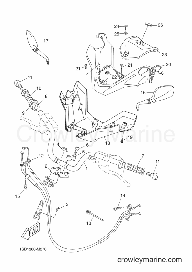 Yamaha Motors YP400RA (1SDA) [020] - STEERING HANDLE & CABLE