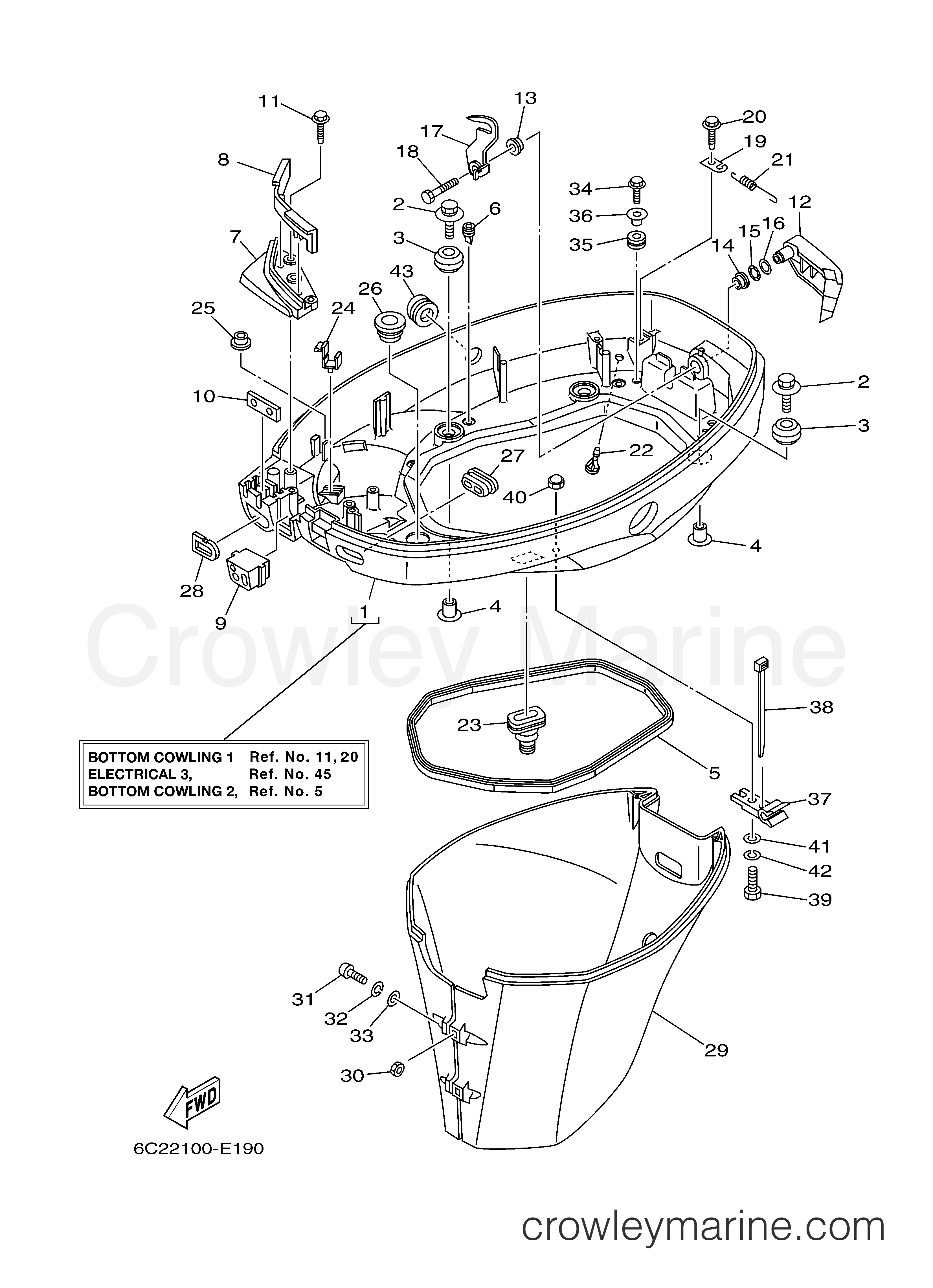 Yamaha Motors F60TLR - BOTTOM COWLING 1