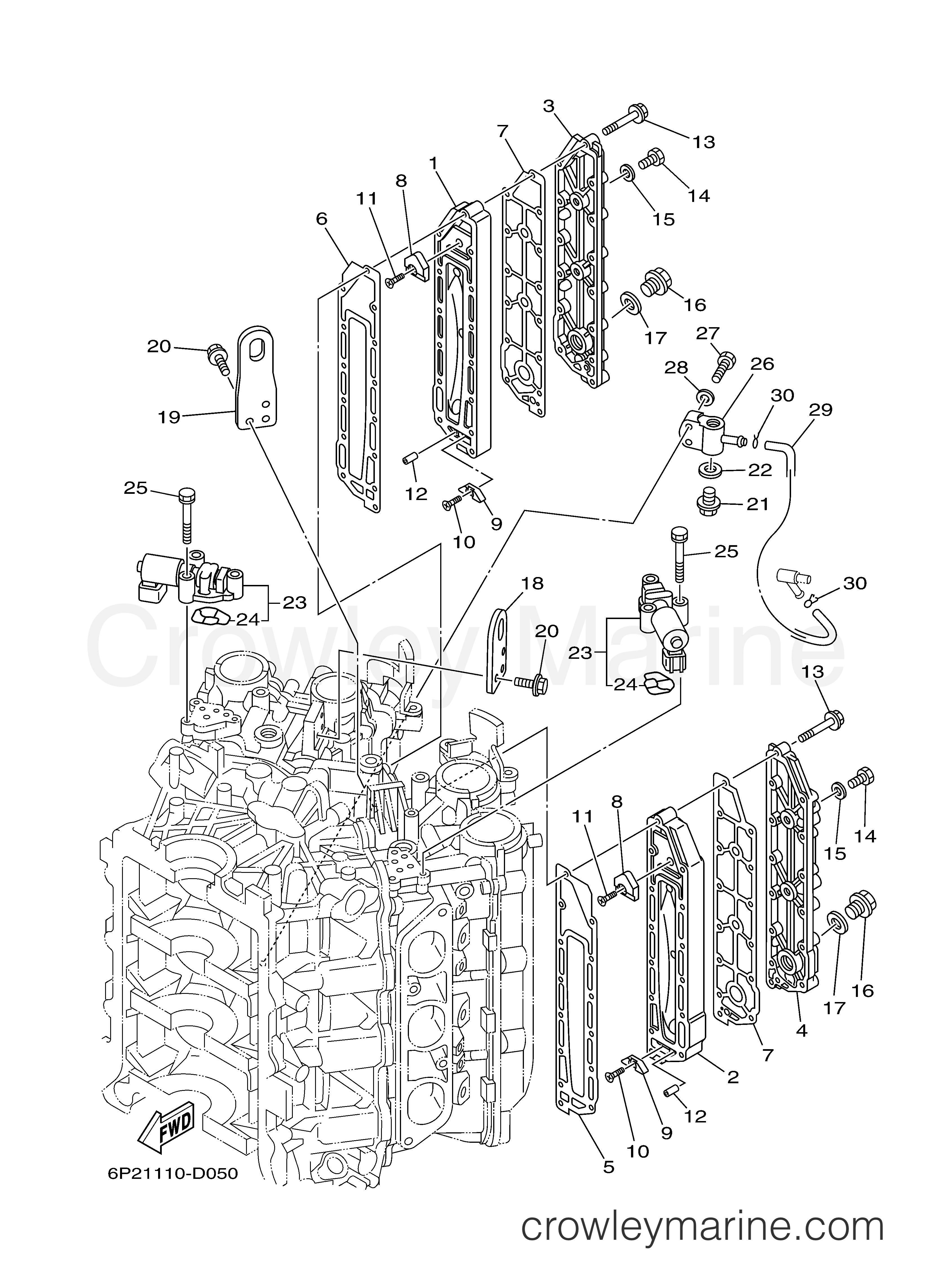 Yamaha Motors F250TUR - CYLINDER CRANKCASE 3