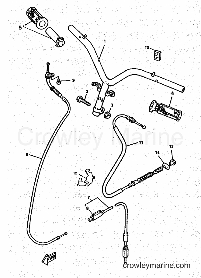 1995 Scooter YM50 - YM50 (4SY1) [010] - STEERING HANDLE & CABLE