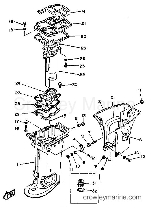 Yamaha Motors C40MSHR - UPPER CASING