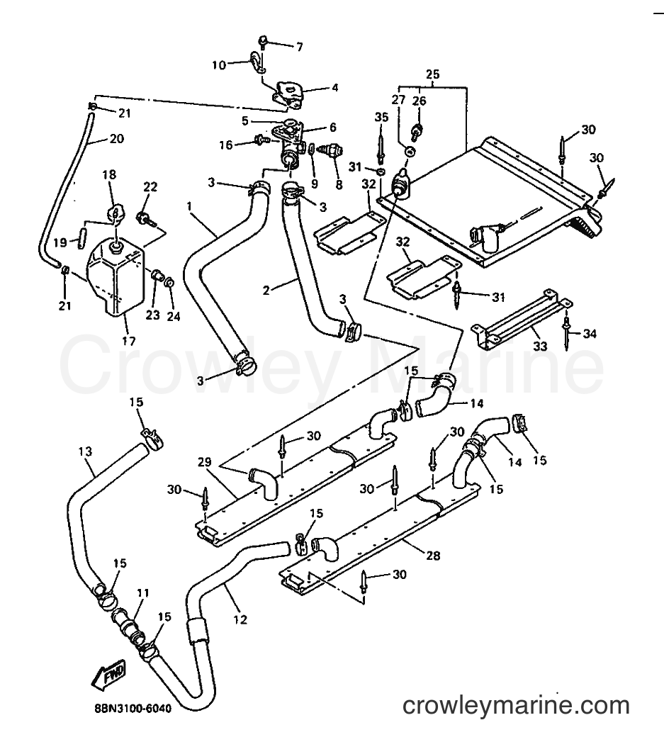 1996 Snowmobile VX500ST - VX500ST (8BN3) [020] - RADIATOR & HOSE
