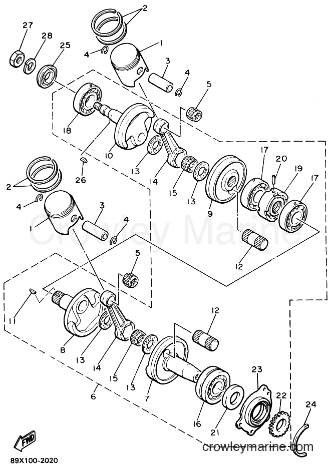 1992 Snowmobile ET410TR - ET410TR (89X1) [020] - CRANKSHAFT & PISTON