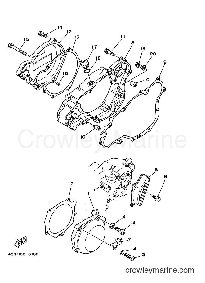 Yamaha Motors YZ250 (4SR2) [999] - CRANKCASE COVER 1