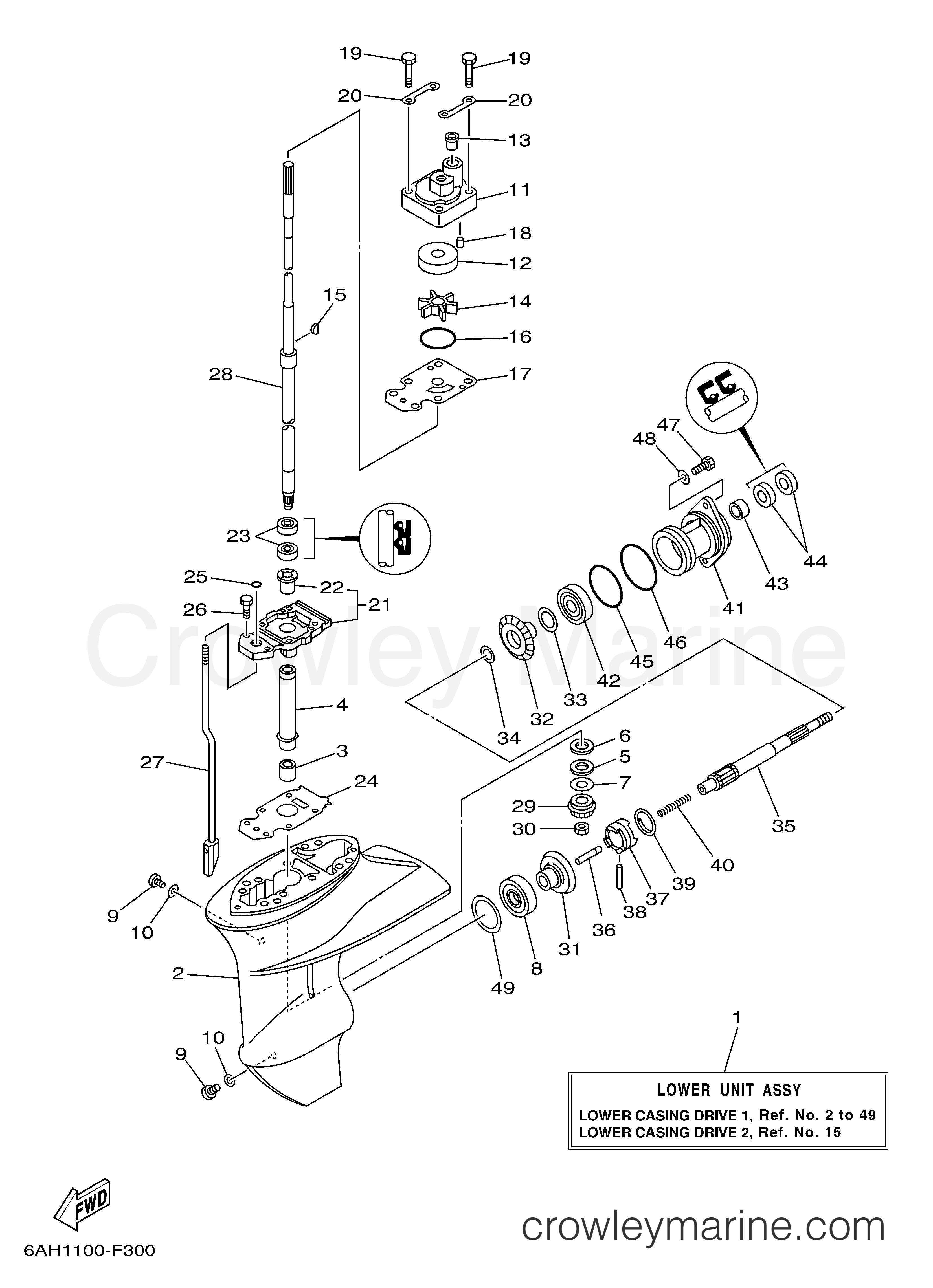 Yamaha Motors F20ELH - LOWER CASING DRIVE 1
