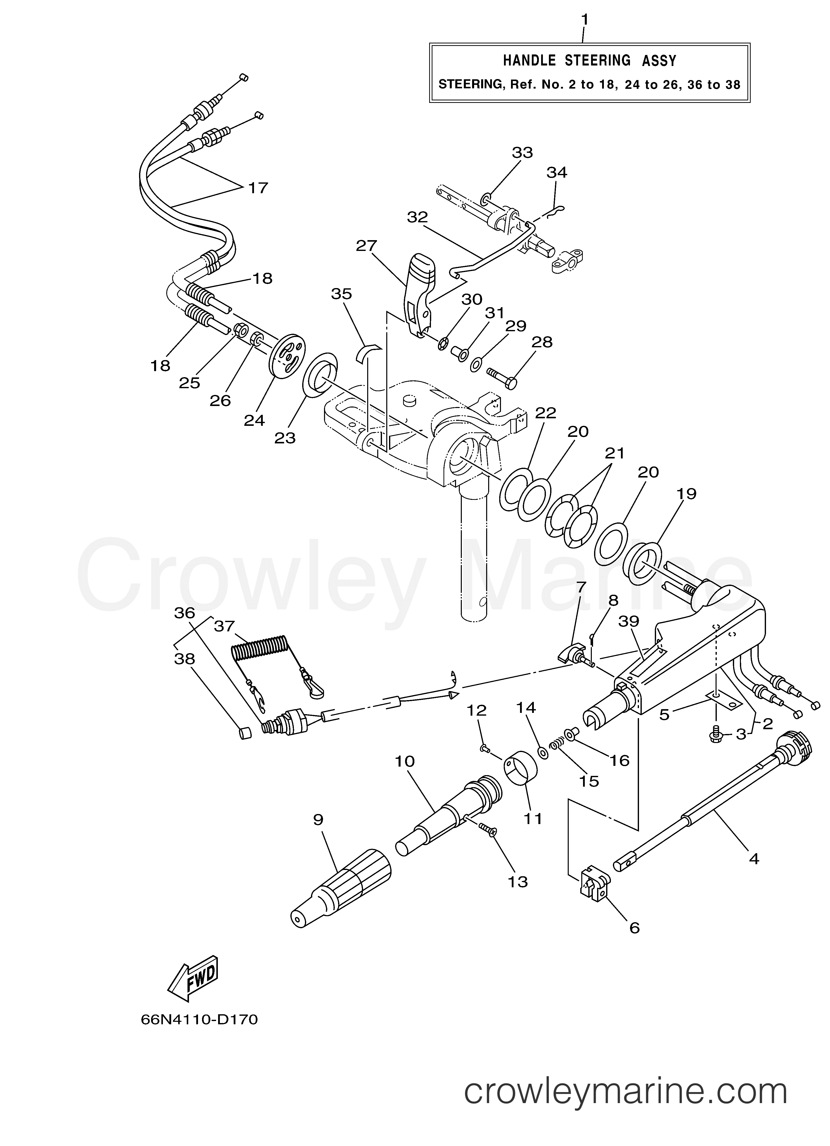 Yamaha Motors F9.9MSH2D - STEERING