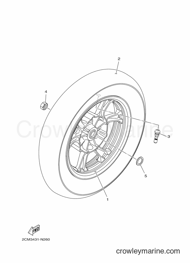 2014 Scooter MW125 - MW125 (2CM1) [010] - REAR WHEEL