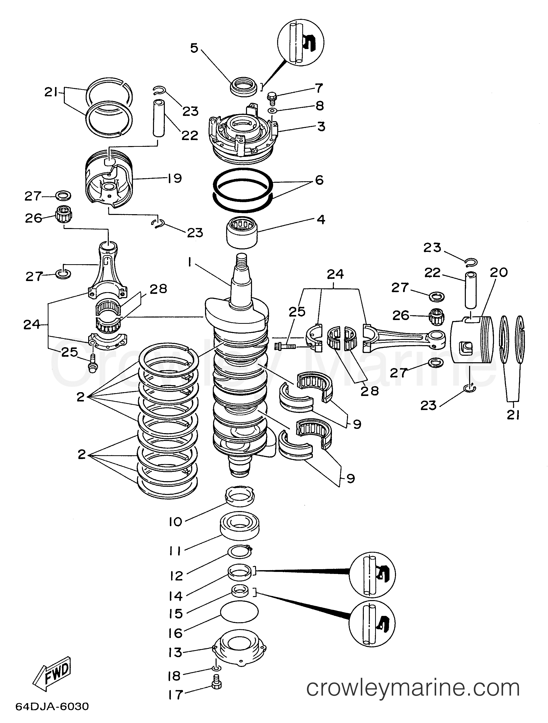 Yamaha Motors S150TLRX - CRANKSHAFT PISTON