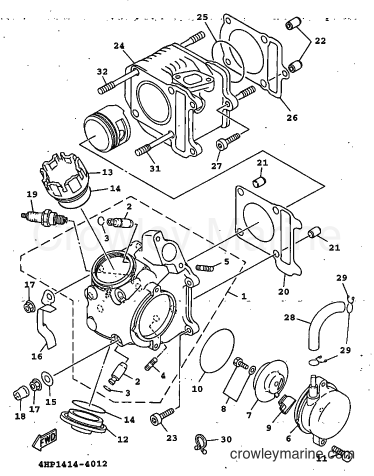 1998 Scooter XC125T - XC125T (4LA3) [010] - CYLINDER HEAD