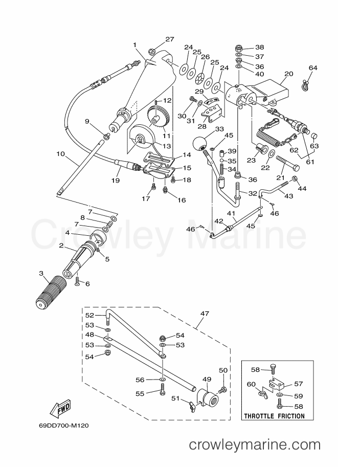 Yamaha Motors E60HMHDS (69DF) [020] - STEERING