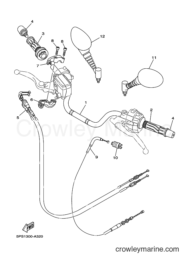 2002 Street Bike TDM900 - TDM900 (5PS1) [070] - STEERING HANDLE & CABLE