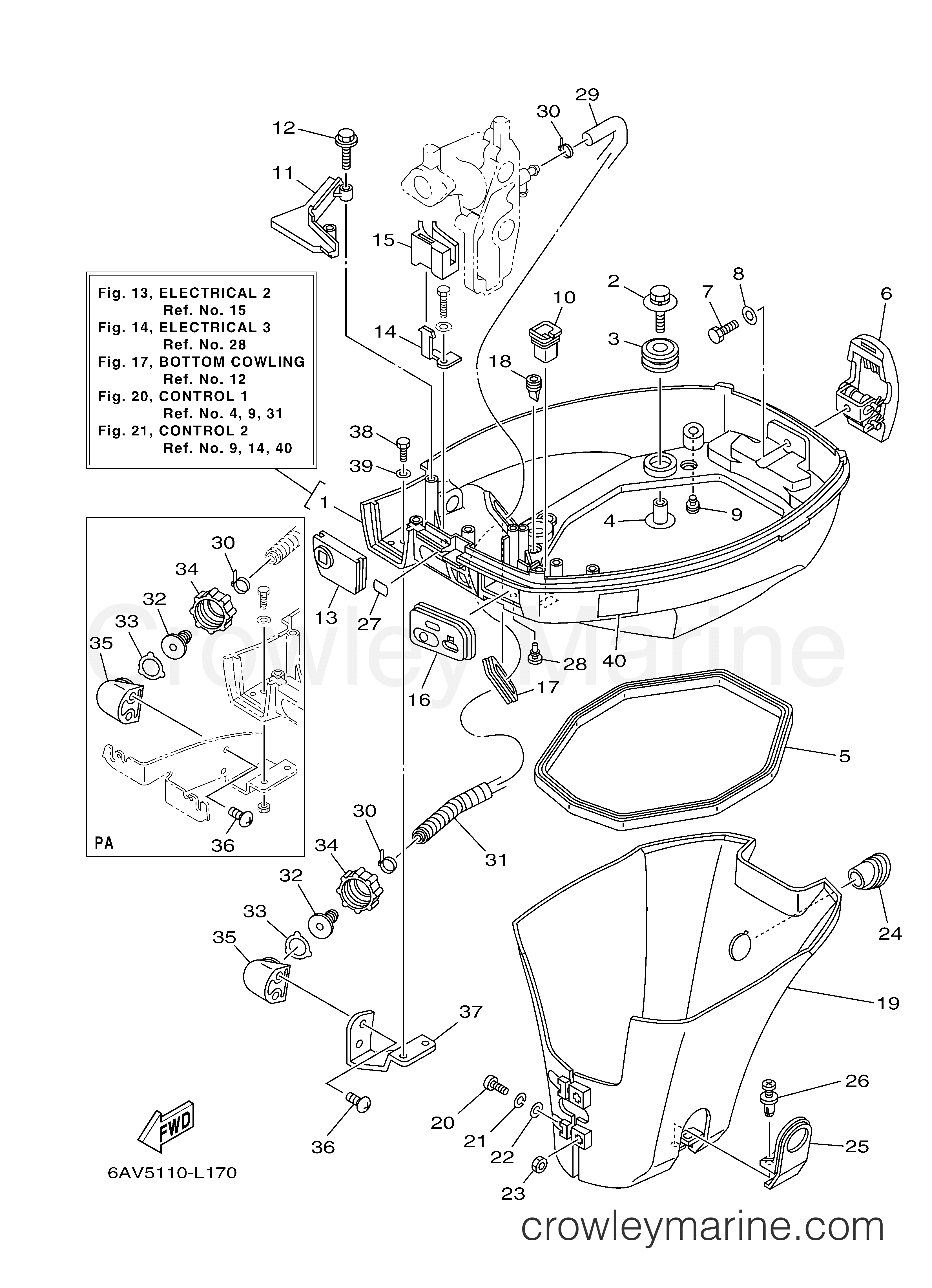 Yamaha Motors T9.9LEHA - BOTTOM COWLING