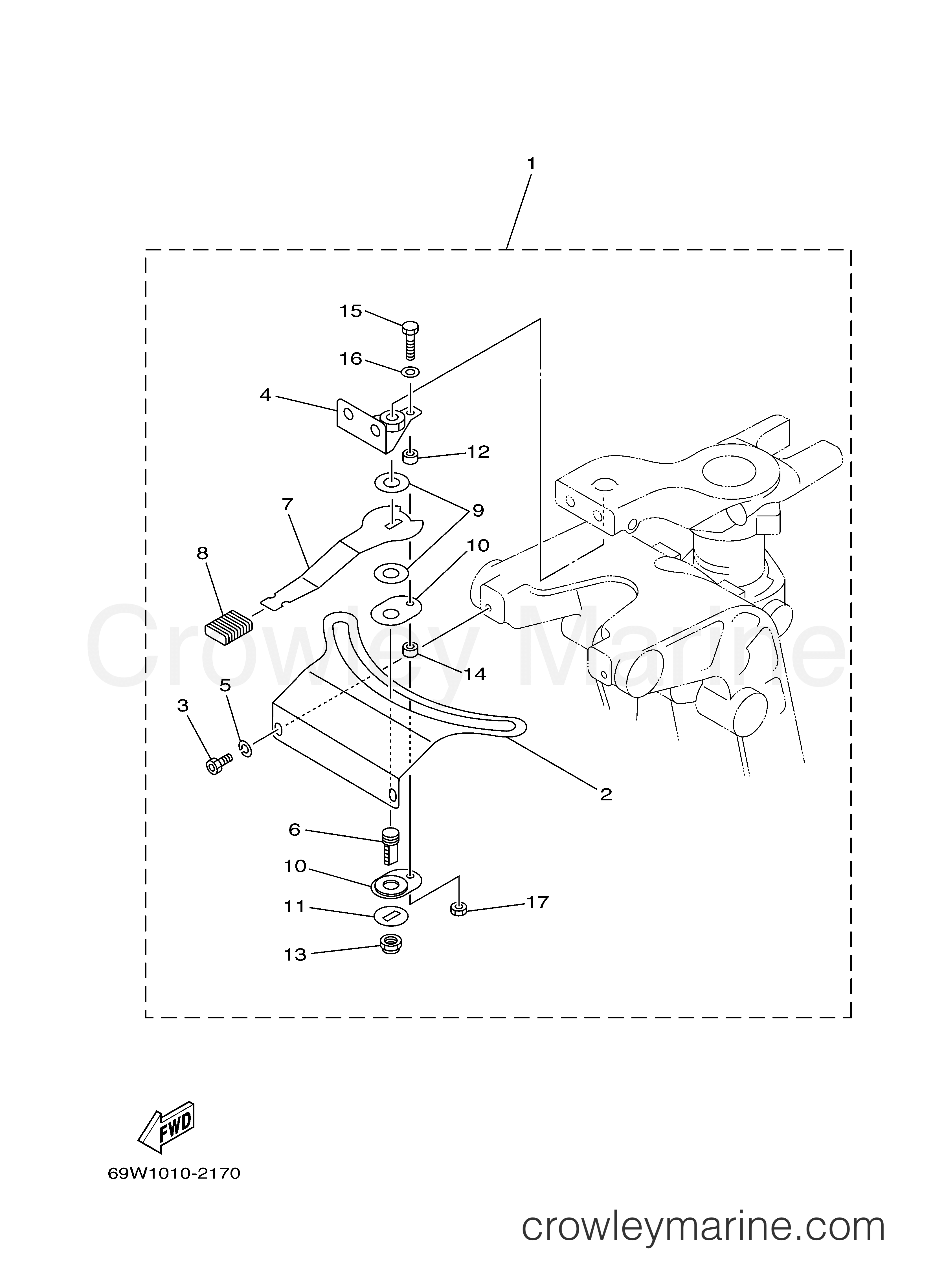 STEERING FRICTION 2004 Yamaha Outboard 60hp F60TLRC Crowley Marine