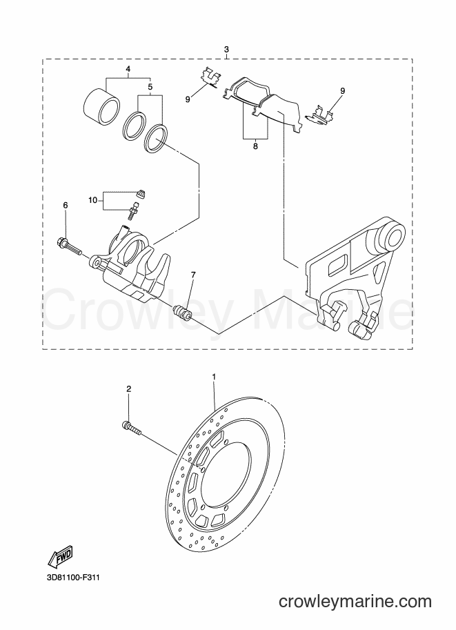 Yamaha Motors XVS1300A (3D8J) [010] - REAR BRAKE CALIPER