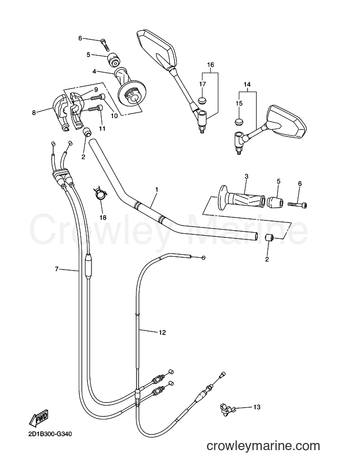 2010 Street Bike FZ1-N - FZ1-N (2D1R) [010] - STEERING HANDLE & CABLE