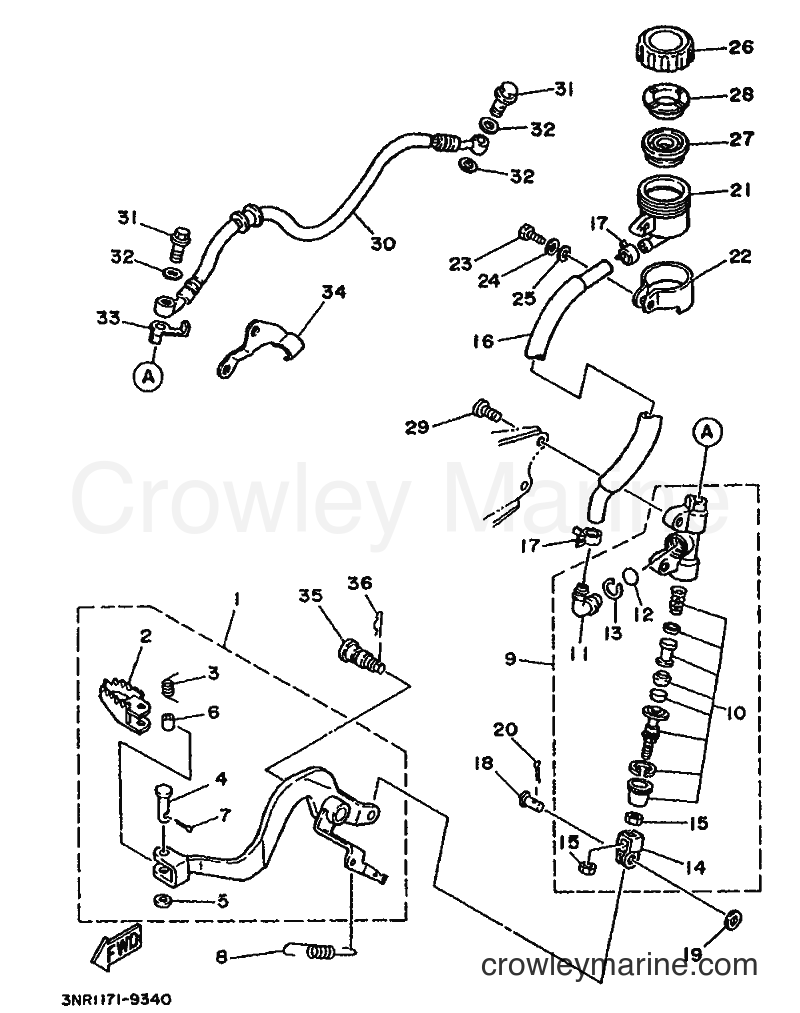 1990 Dirt Bike TDR250 - TDR250 (3NR2) [010] - REAR MASTER CYLINDER