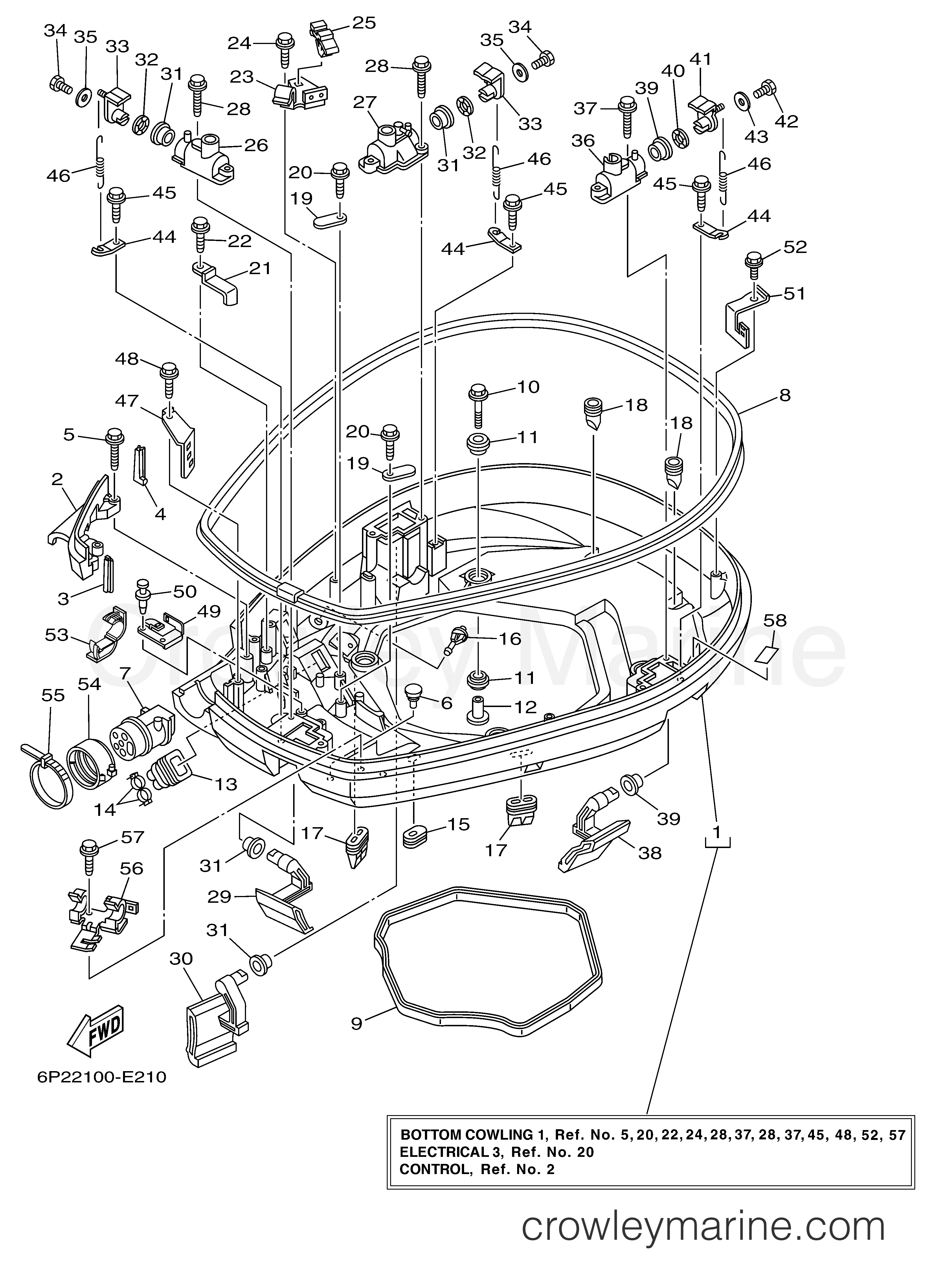 BOTTOM COWLING 1 - 2006 Yamaha Outboard 250hp F250TXR | Crowley Marine