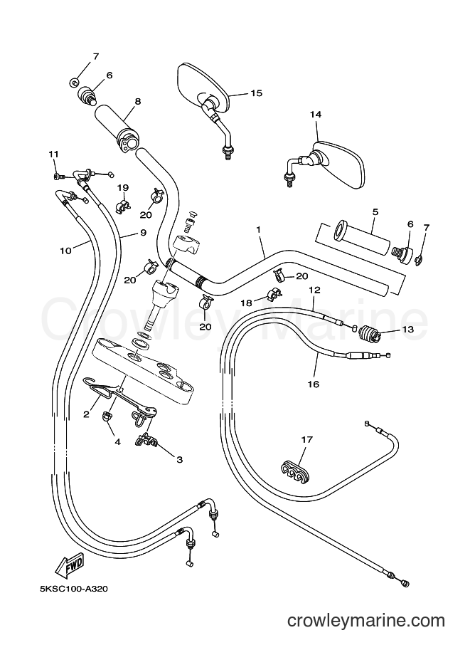 Yamaha Motors XVS1100A (5KST) [010] - STEERING HANDLE & CABLE