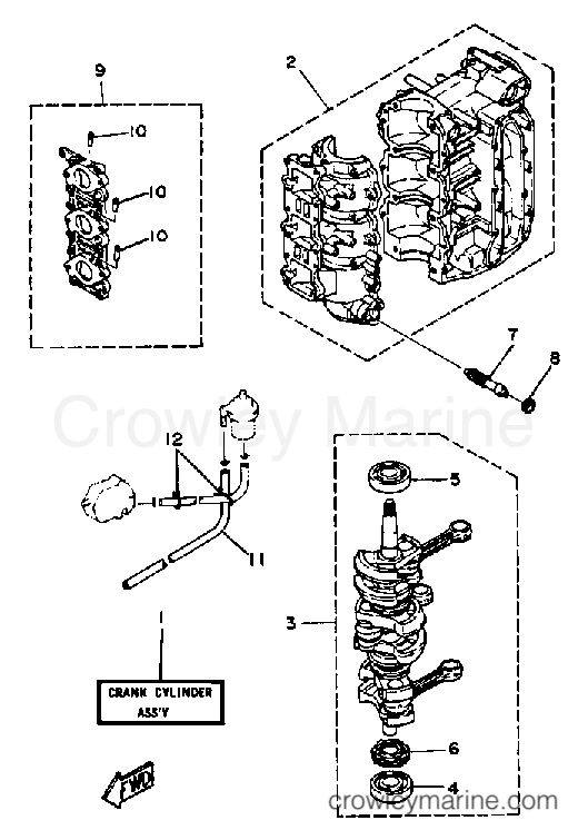 Yamaha Motors 40LK - CRANKCASE (40E 40ET)