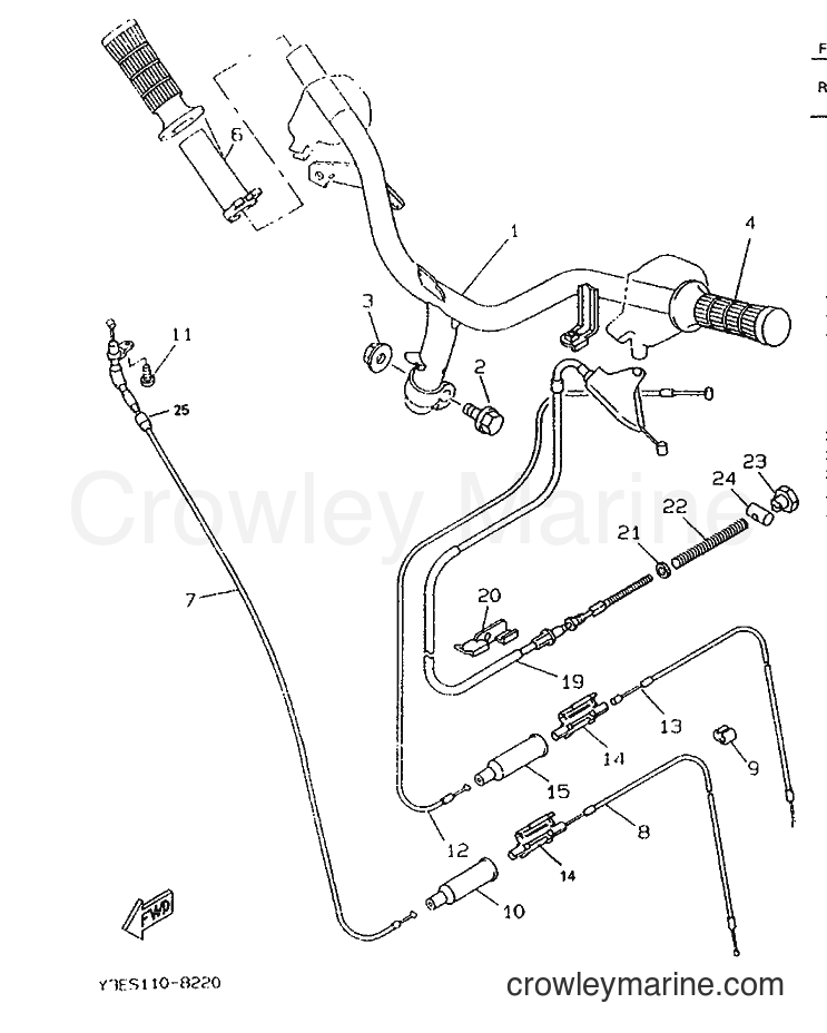 1996 Scooter CW50 - CW50 (4VV5) [999] - STEERING HANDLE & CABLE