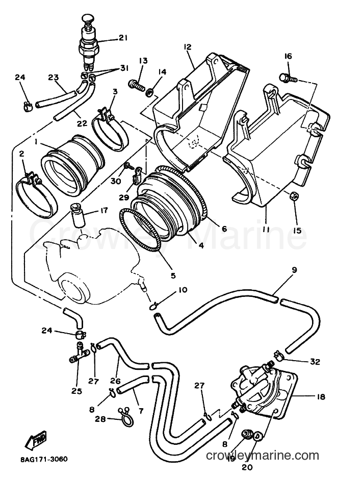 1993 Snowmobile BR250T - BR250T (8AF1) [020] - INTAKE