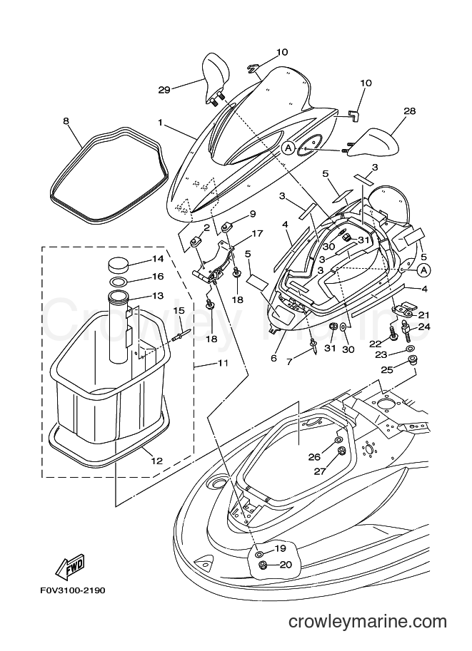 Yamaha Motors JET FOR XA1200 (68NC) [02A] - ENGINE HATCH 2
