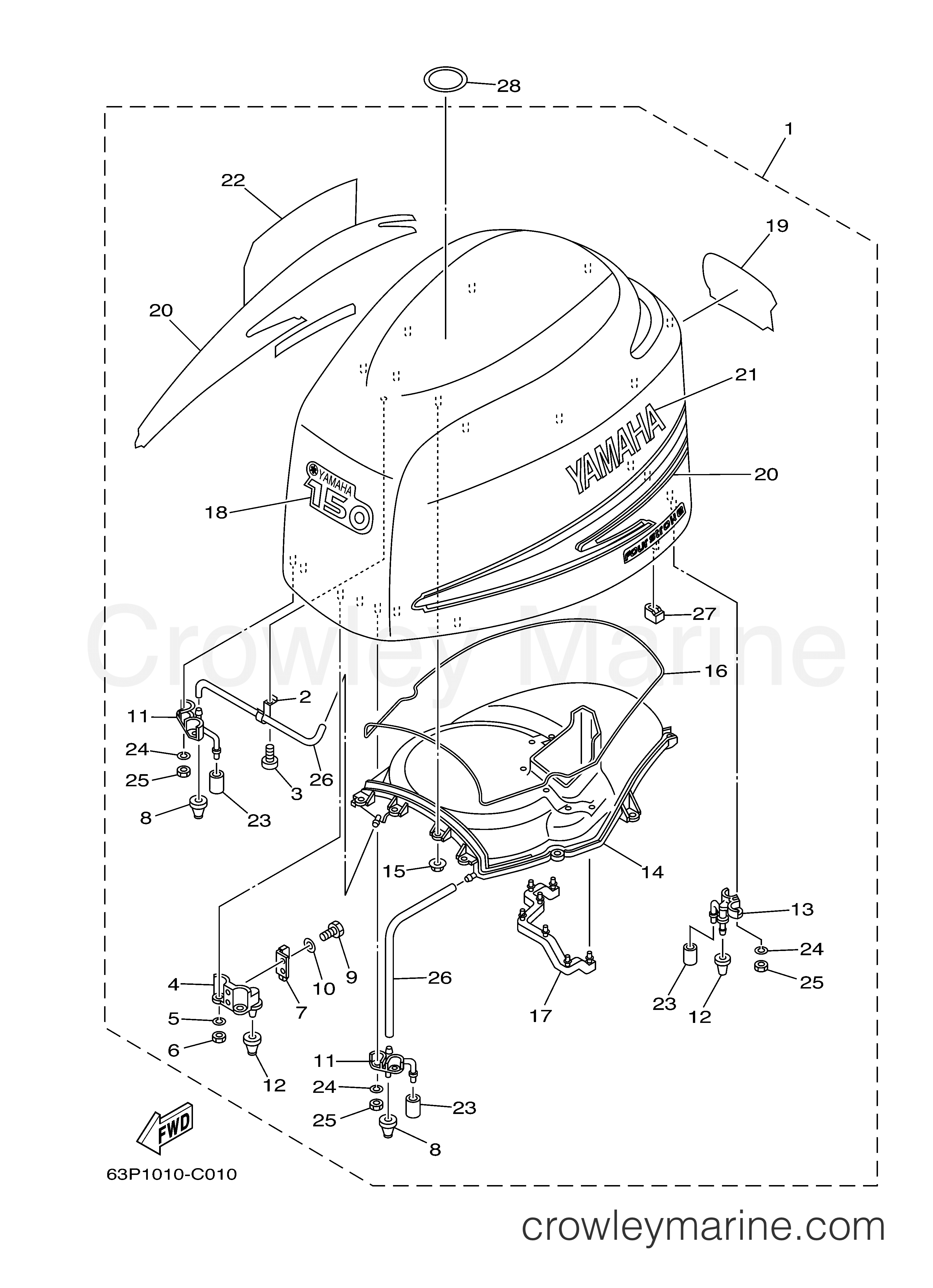 Yamaha Motors F150TXRD - TOP COWLING
