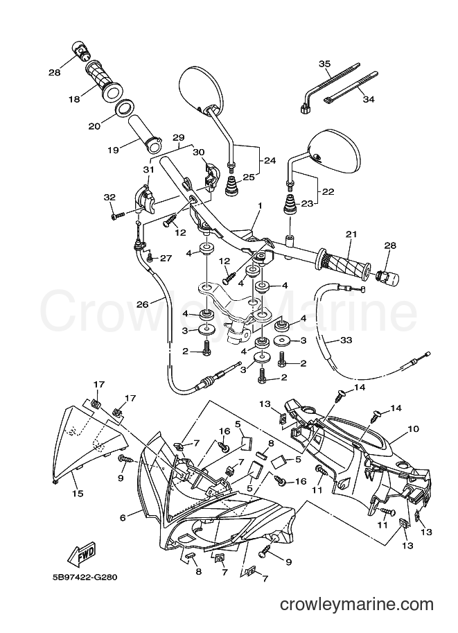 Yamaha Motors T110SEC (5B97) [010] - STEERING HANDLE & CABLE