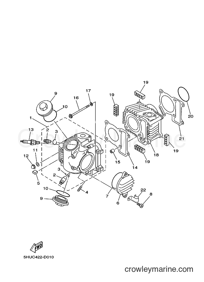 2005 Scooter T105E - T105E (5HUC) [010] - CYLINDER HEAD
