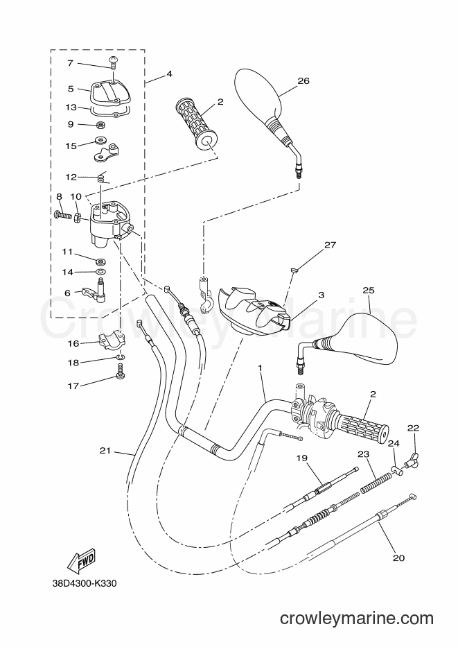 Yamaha Motors YFM350A (38D4) [030] - STEERING HANDLE & CABLE
