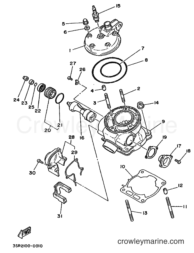 1990 Dirt Bike YZ125 - YZ125 (3SR2) [020] - CYLINDER HEAD