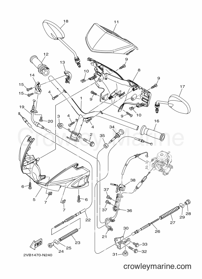 Yamaha Motors XC115F (BL74) [010] - STEERING HANDLE & CABLE