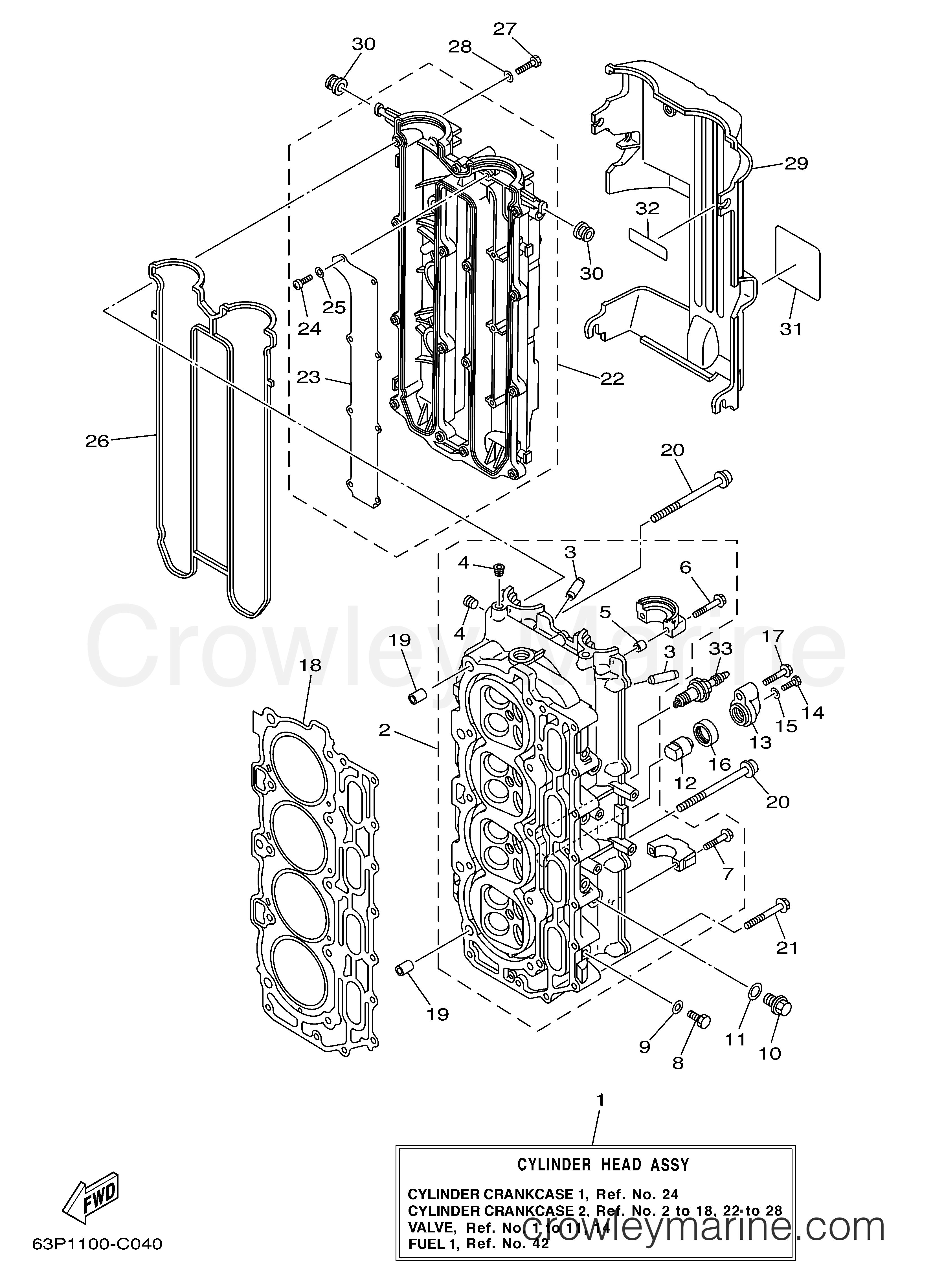Yamaha Motors LF150TXRC - CYLINDER CRANKCASE 2