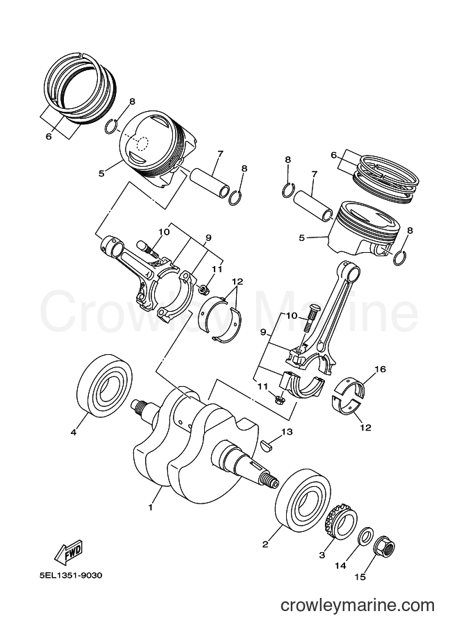 Yamaha Motors XVS1100 (5PBB) [070] - CRANKSHAFT & PISTON