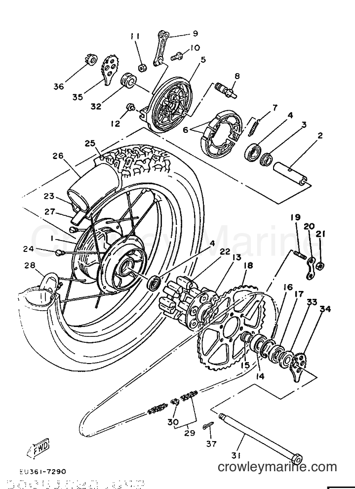 1987 Dirt Bike XT250T - XT250T (1EU0) [010] - REAR WHEEL