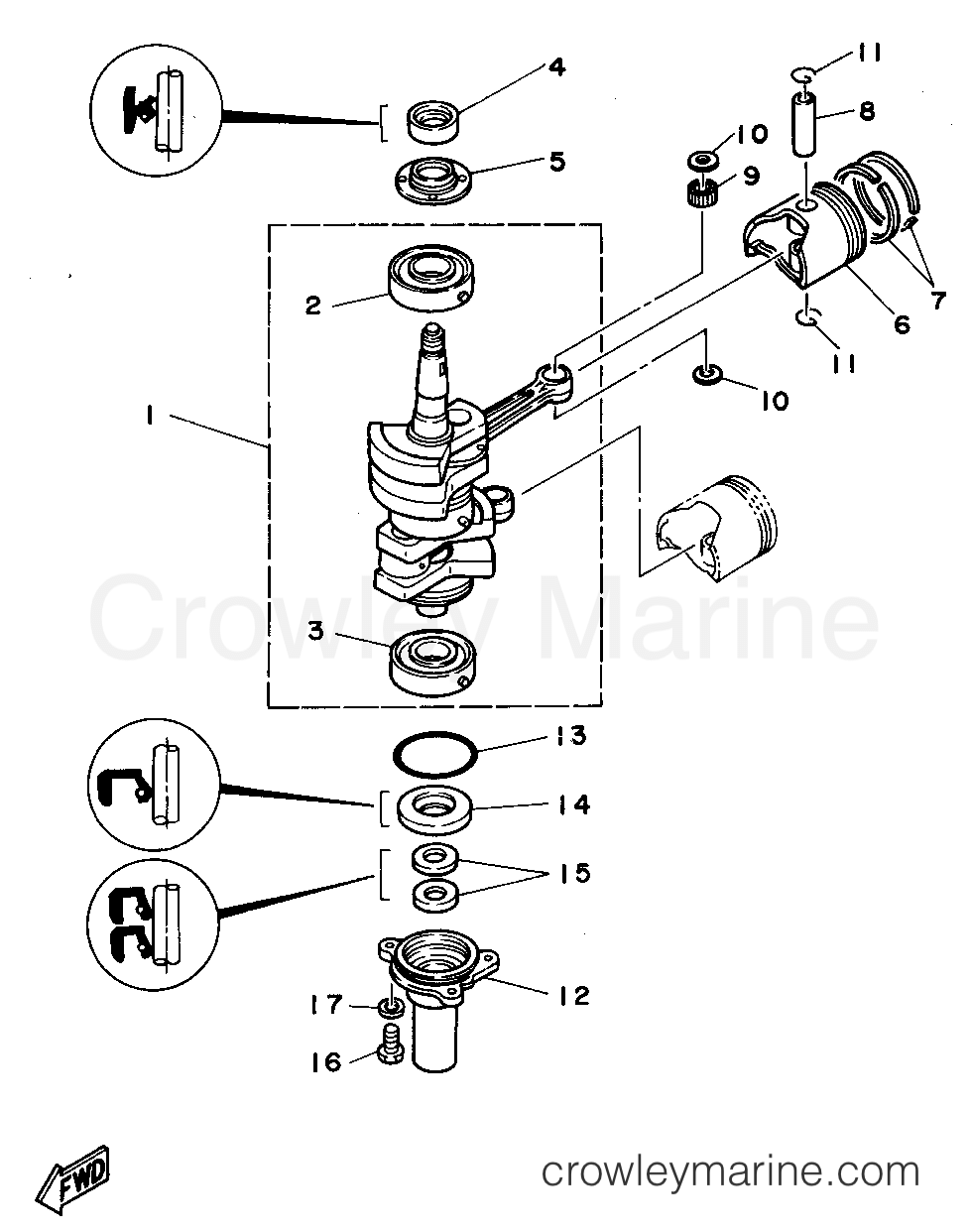 Yamaha Motors 9.9ELHS - CRANKSHAFT PISTON