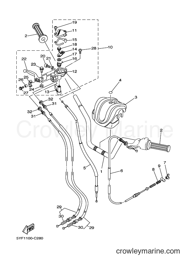 Yamaha Motors YFM50 (5YF4) [010] - STEERING HANDLE & CABLE