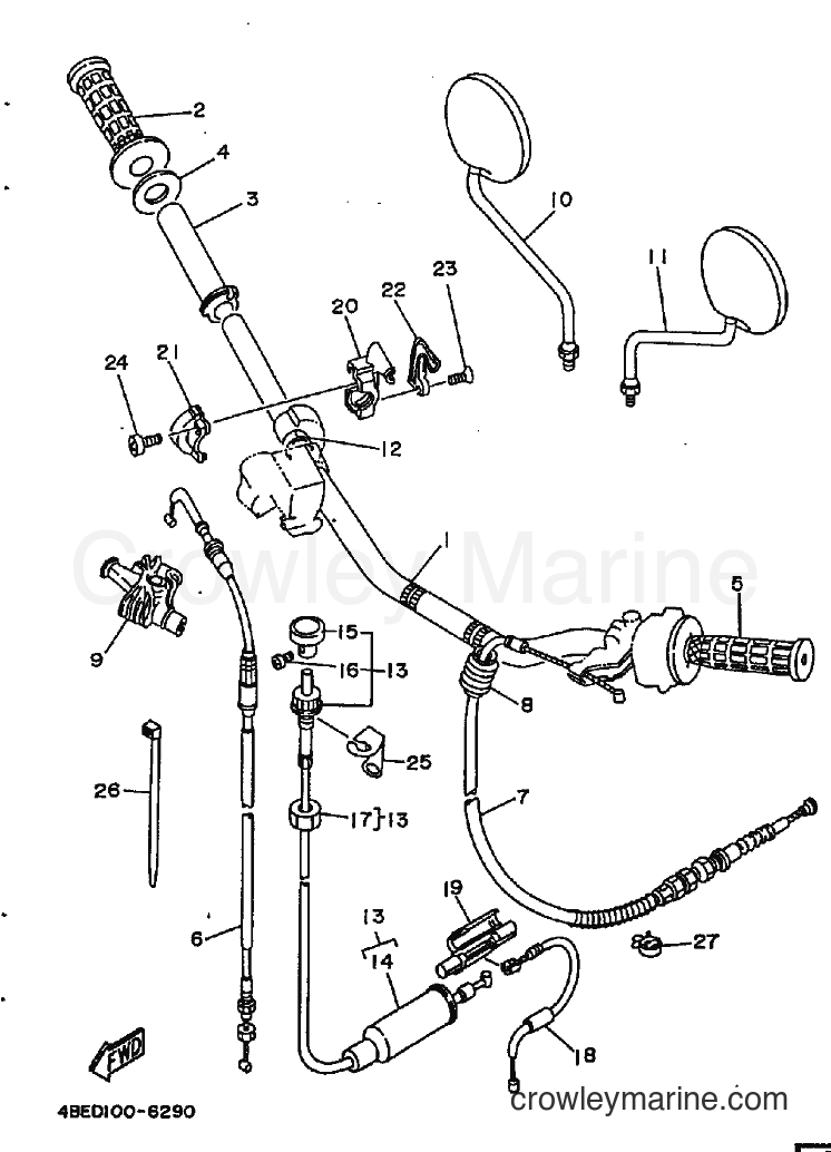 1996 Dirt Bike XT225 - XT225 (4BEF) [010] - STEERING HANDLE & CABLE